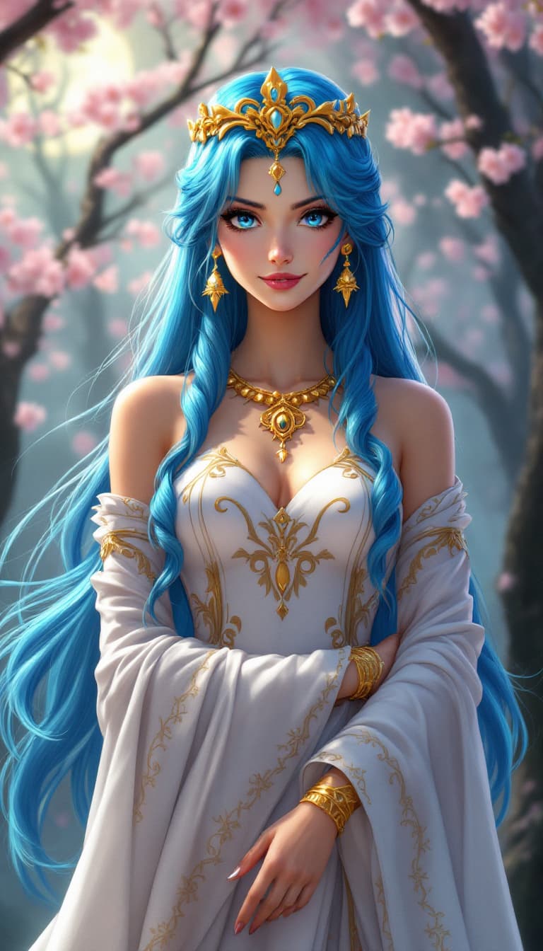 AI generated: "A realistic digital art of Nefertari Vivi from 'One Piece.' She has long, flowing blue hair that ca...