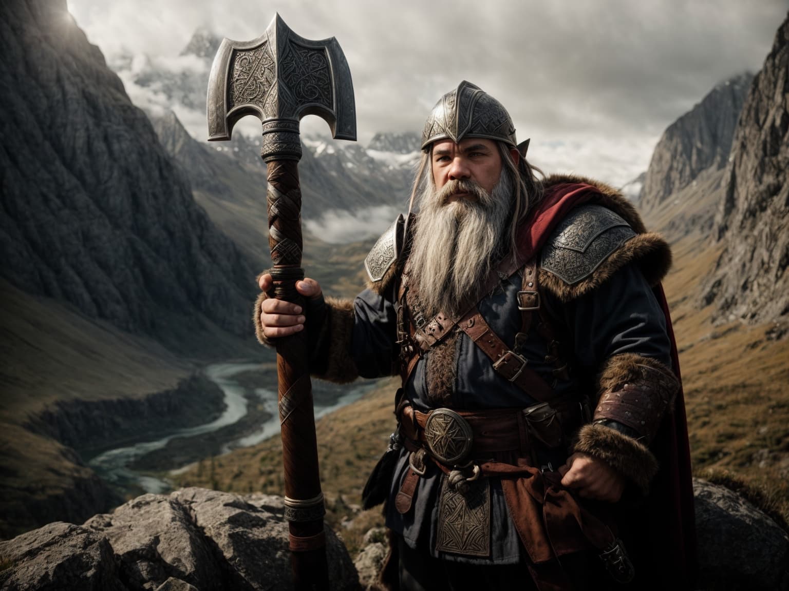 AI generated: A dwarf fighter from Baldur's Gate equipped with a war hammer and ready to fight. Background include...