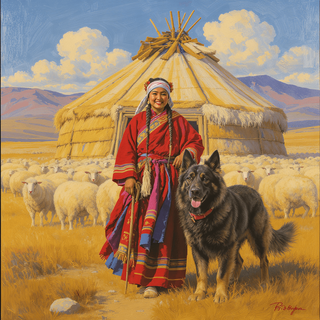 AI generated: centered 400 pixels. Realistic oil painting, in the style of Luis Royo, of a beautiful Tibetan woman...