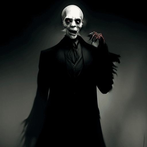 AI generated: (dynamic pose:1.3), zombie half rotten male undead ghost, dressed in an old suit, art by Annie Leibo...