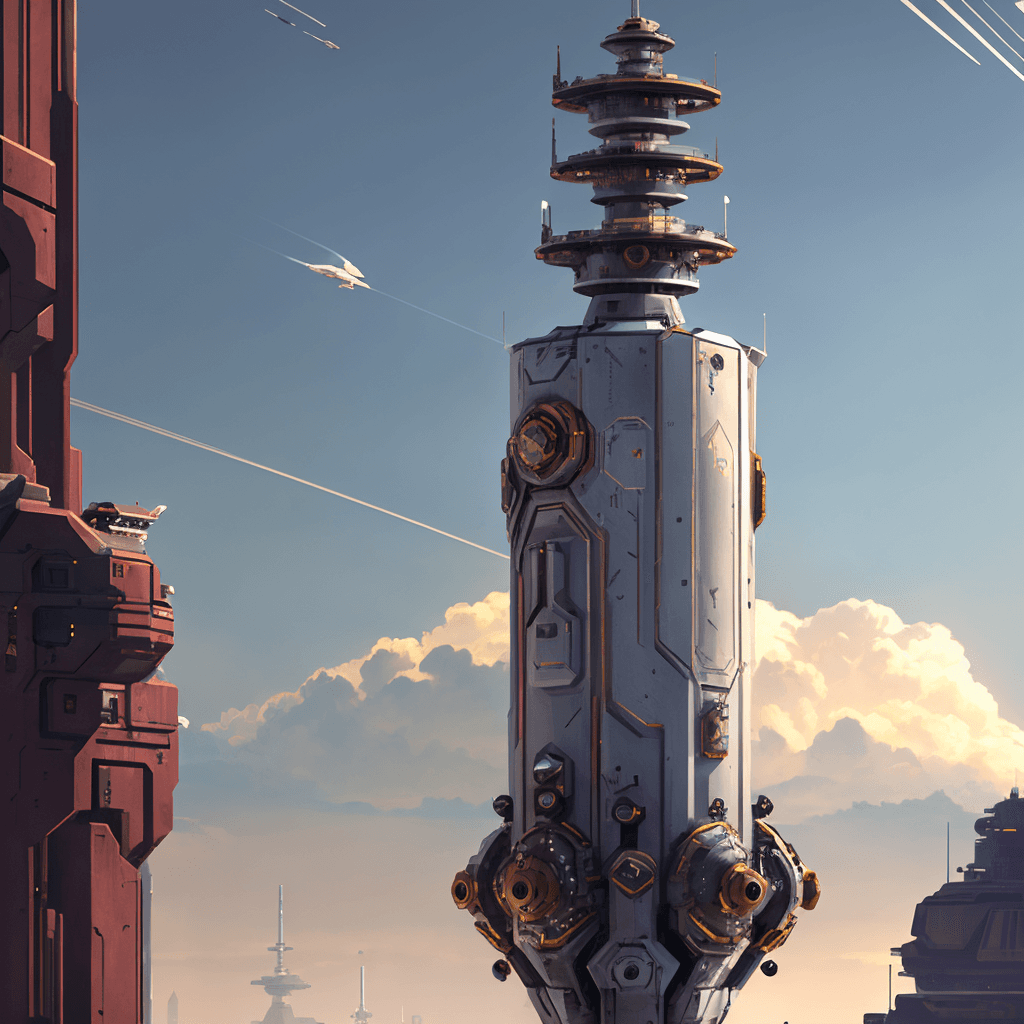AI generated: massive floating space pillar, [sci-fi], (greebles), ornate samurai armor, ornate, metal, [[metalwor...