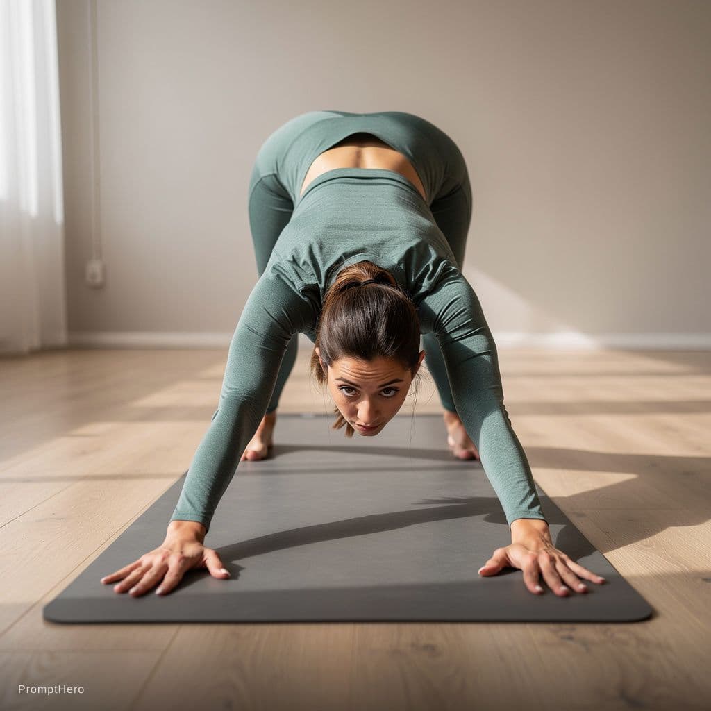 AI generated: downward dog postion butt facing me 