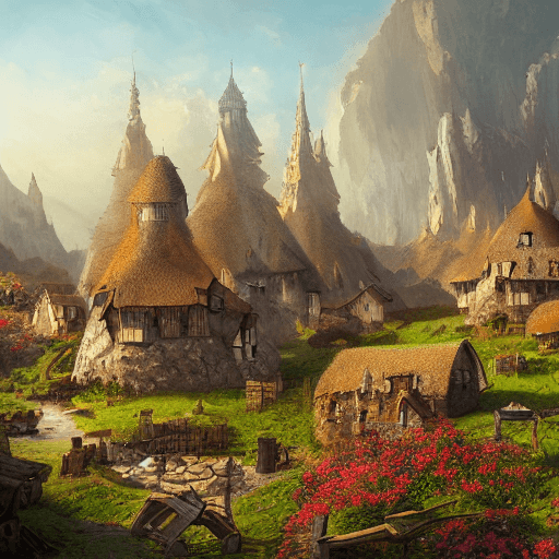 AI generated: a beautiful large fantasy medieval village in a plain near the sea by Darek Zabrocki, Jaime Jasso, P...