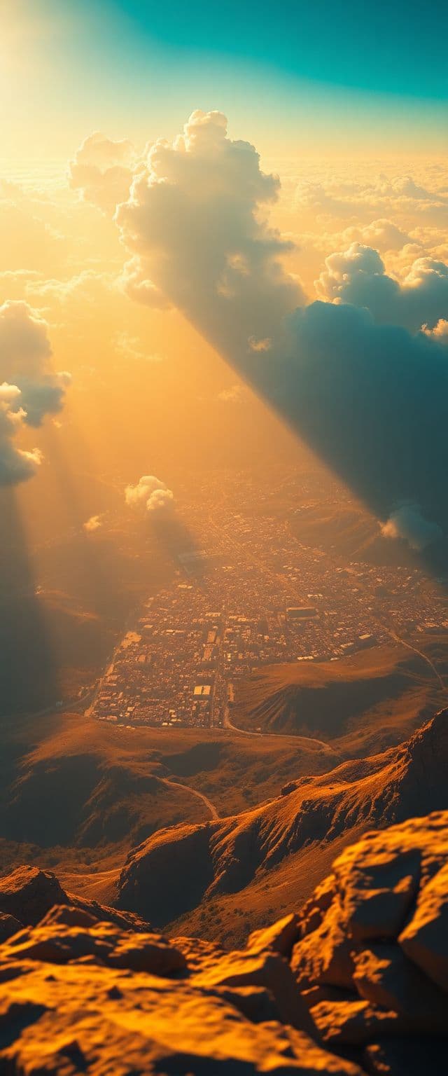 AI generated: heaven, massive golden city far off in distance,
Hyperrealistic. HDR .8k . Hyper details. 