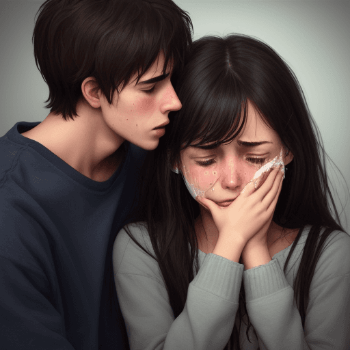 AI generated: A girl with her boyfriend and crying