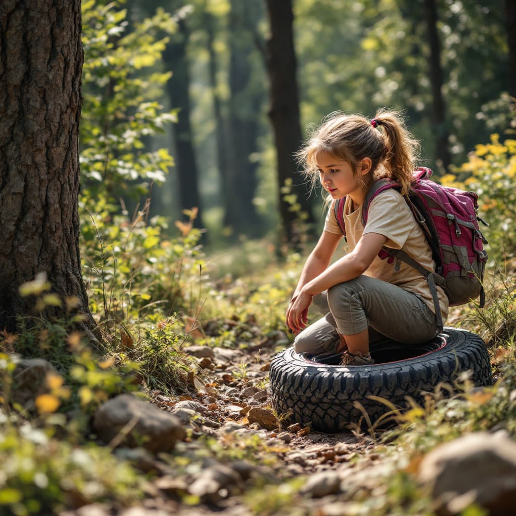 AI generated: Girl tire on a hike