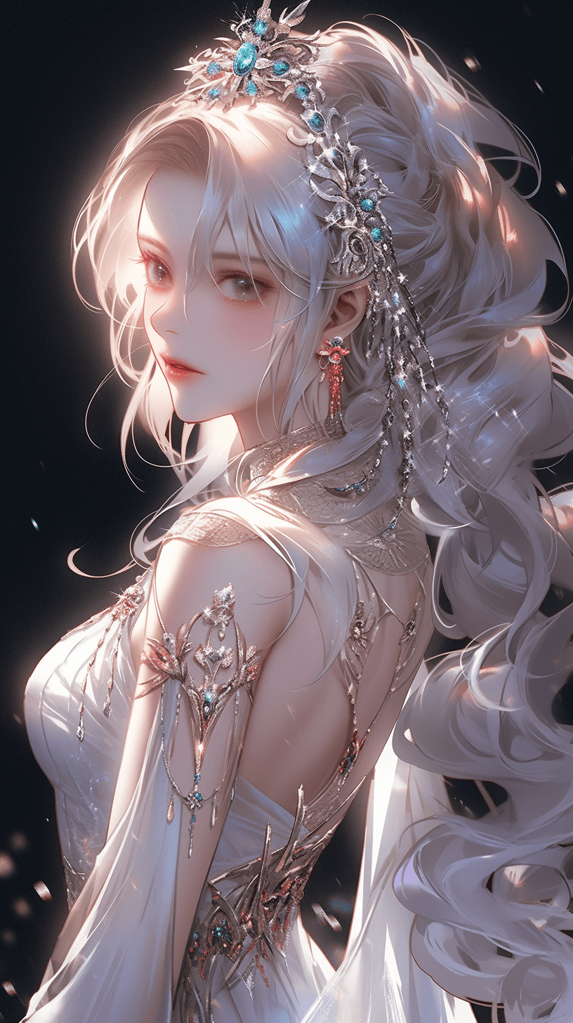 AI generated: a beautiful girl, showcasing delicate figure and graceful curves， ethereal, celestial, galaxy, stars...