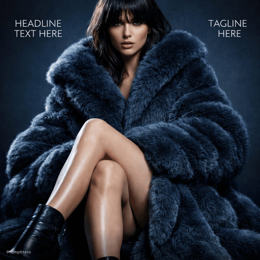 AI generated: Vogue magazine cover photo of a high-fashion female model sitting confidently in a dramatic oversize...