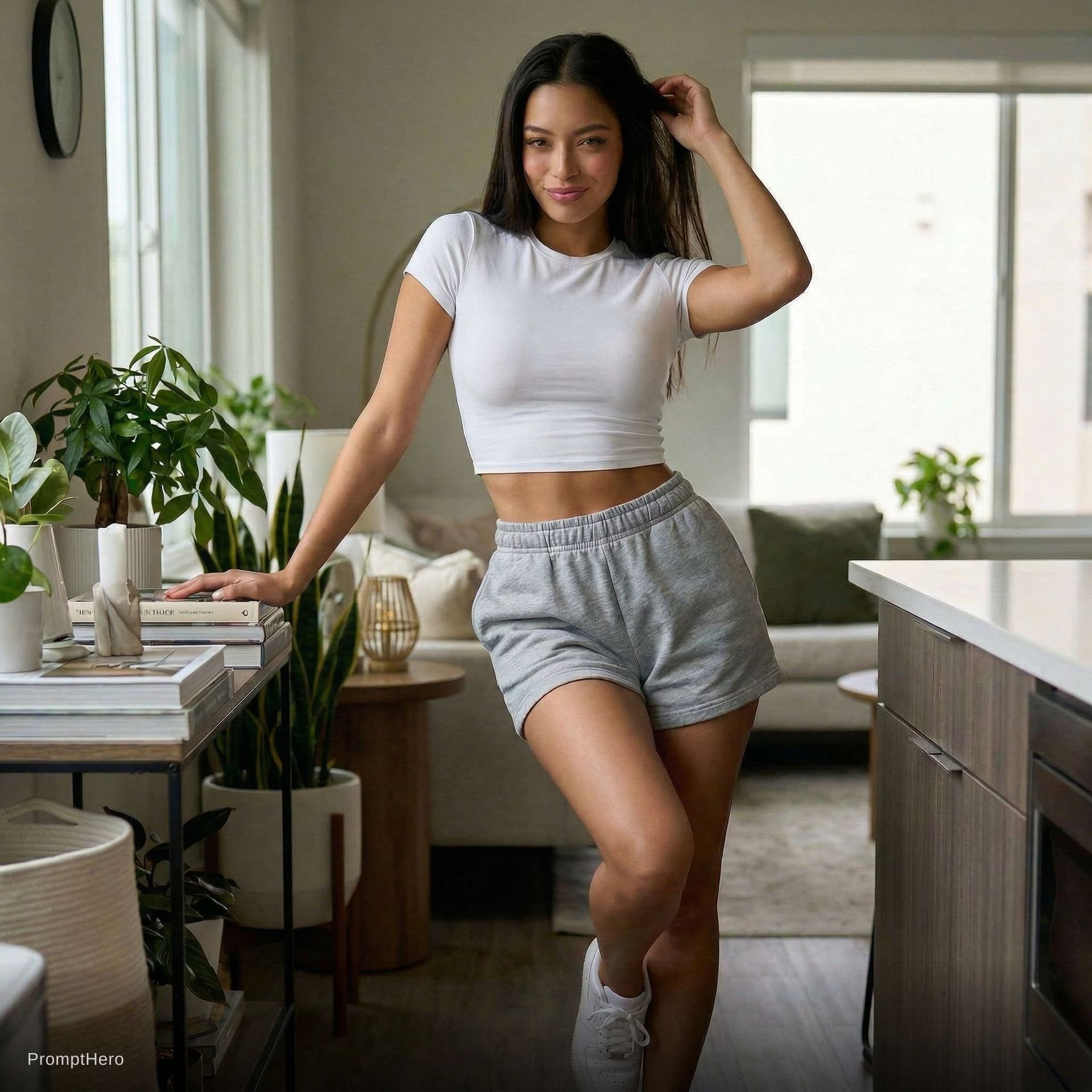 AI generated: Wild photorealistic full body photo, same woman from the reference image, exact facial features, spe...