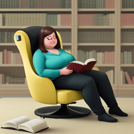 AI generated: A fat lipidic cell reading a book. Instead of using a sofa, it is using a Molecular Chair, and the b...