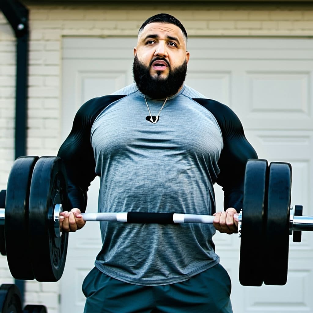 AI generated: dj khaled lifting weights