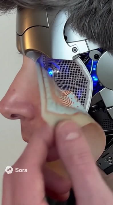 AI generated video: @sama turns into a cyborg, terminator style