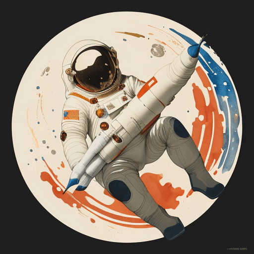AI generated: Science Fiction, watercolors painting, realistic, a very detailed cosmonaut with in the background a...