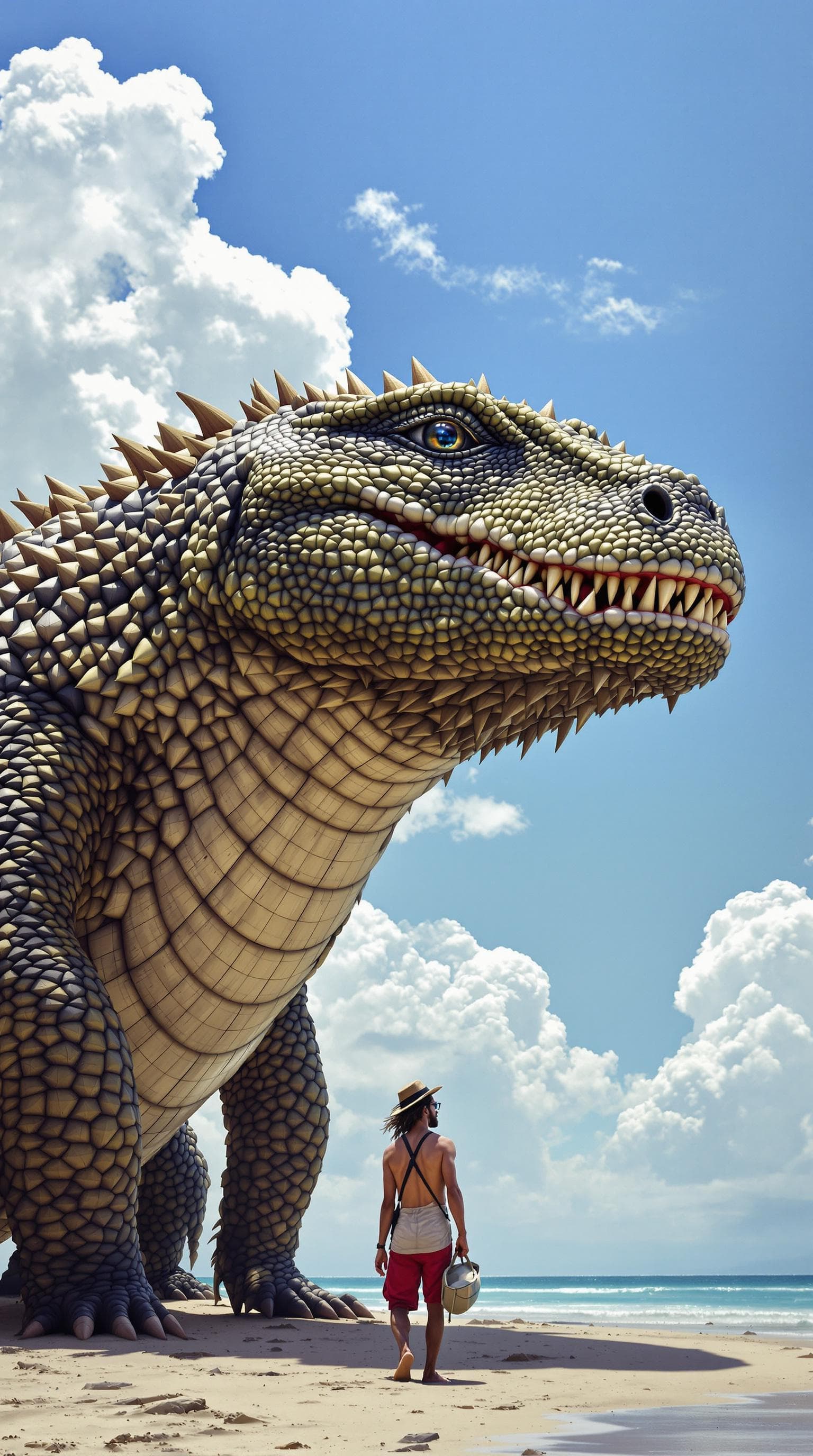AI generated: A man with a giant cocodrile