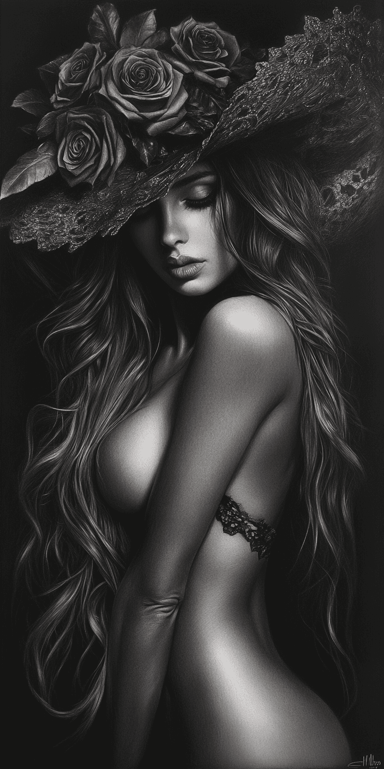 AI generated: A captivating portrait of a woman with long, flowing hair cascading down her shoulders. She wears a ...