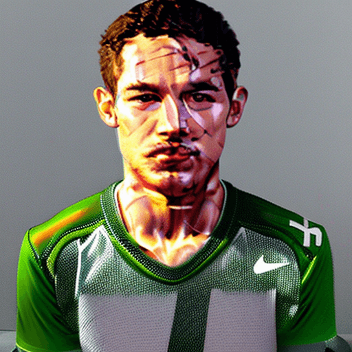 AI generated: Hyper realistic extra face 
a beautiful top model does sports