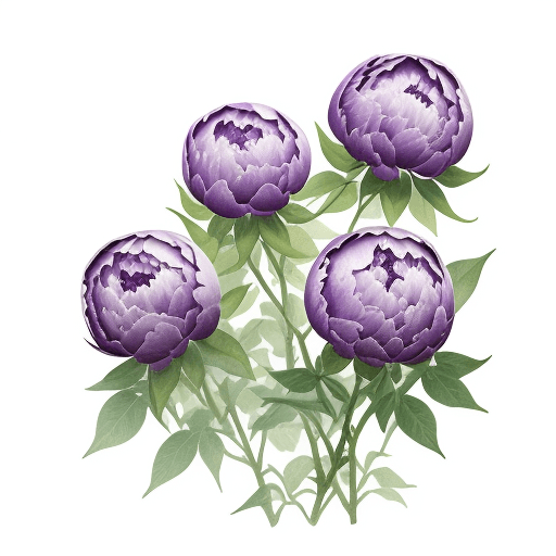 AI generated: common knotweed (purple Peonies), clip art, white background, watercolor, hyperrealism, high detail,...