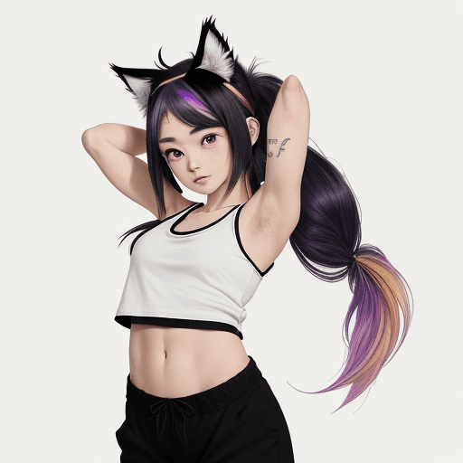 AI generated: 1 female, Japanese, [armpit hair v1], hairy armpits, long armpit hair, black (armpit hair:1.4), [arm...