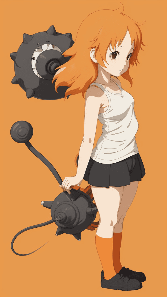 AI generated: Studio Ghibli 16k4d rfktrstyle"orange chibi In a pumping pose" <lora:Vut_out_XL_MU:0. 800000>
