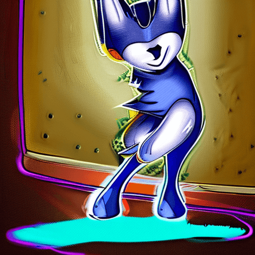 AI generated: nsfw, art, furry, anthro wolf, orange eyes, smiling face, blue hair, naked, big breasts, nipples, Fu...