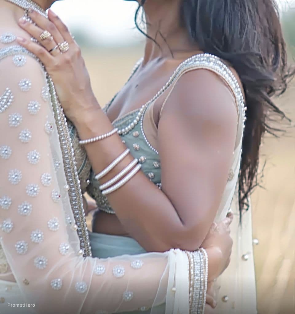 AI generated: TIght hug with saree 💋 neck 