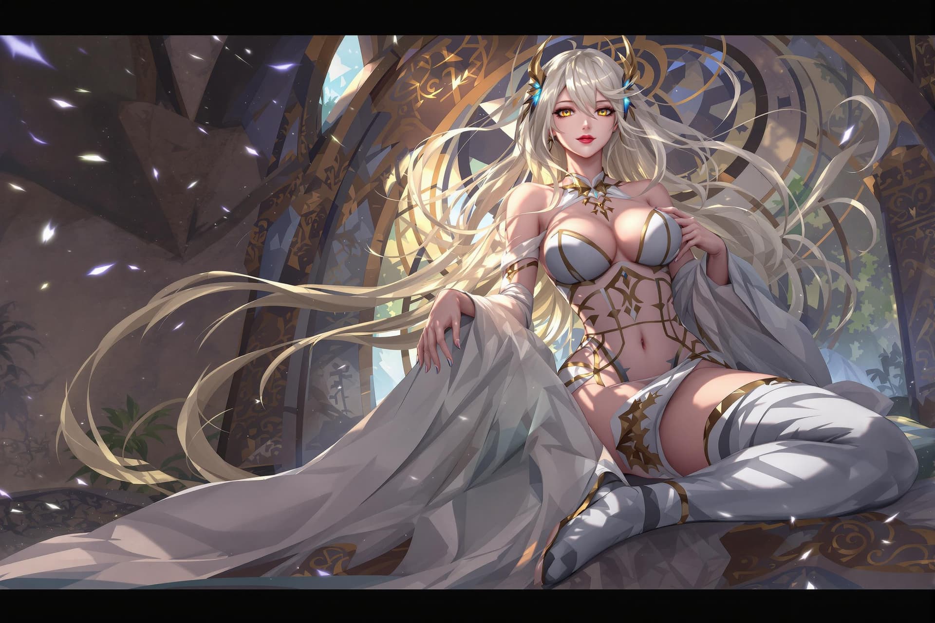 AI generated: Random godess creature anime milf. random age. Random god place environment. Godess clothes. Reveali...