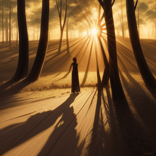 AI generated: masterpiece, best quality, ultra detailed, shadows of the sun with a tree branch, illustration, outd...