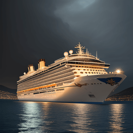 AI generated: A cruise ship with angry meth heads anchors in the bay of Malaga, photography, detailed skin, full b...