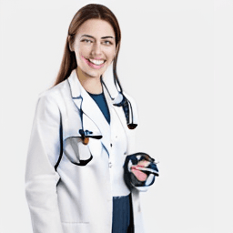 AI generated: a woman in a white lab coat with a stethoscope, a stock photo by Michael Flohr, featured on pexels, ...