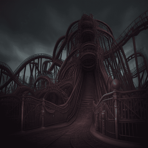 AI generated: eldritch rollercoaster in photorealistic style
