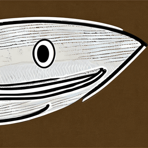 AI generated: Cartoony king mackerel fish smiling and looking at the viewer. Big, bold outline. Simple details.