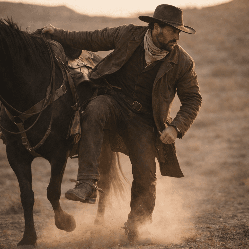AI generated: Based on the existing image, ultra-realistic cinematic western moment of the SAME rugged wild west c...