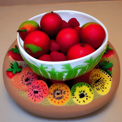 AI generated: Fruit bowl, extremely detailed