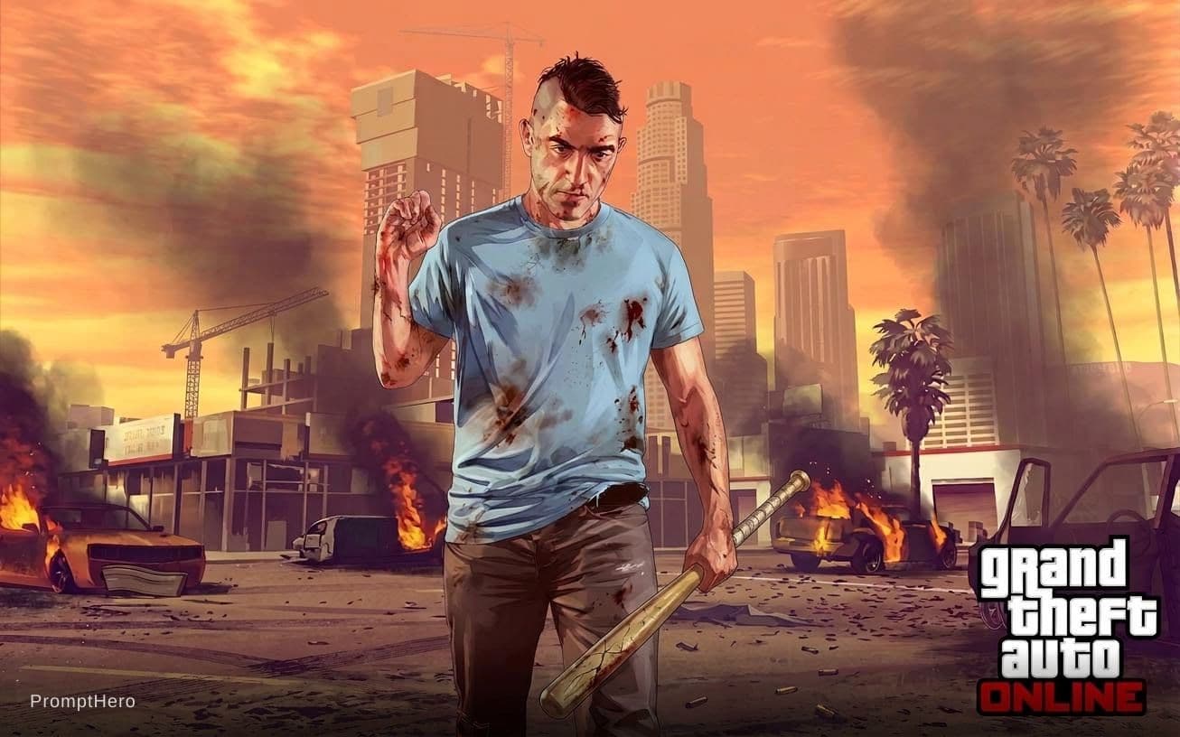 AI generated: a single man with a baseball bat