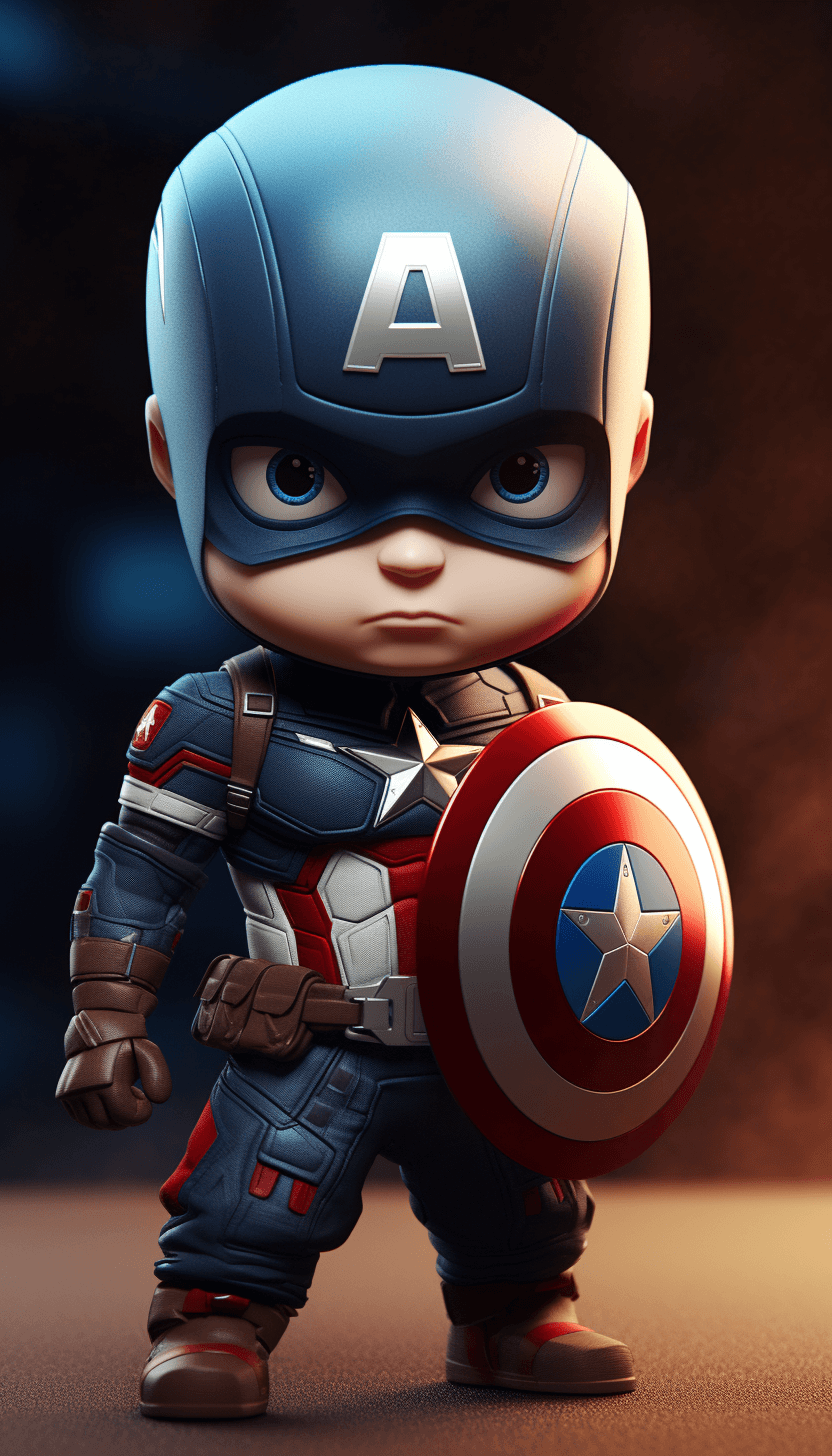 AI generated: Cute marvel hero captain america --v 5.2