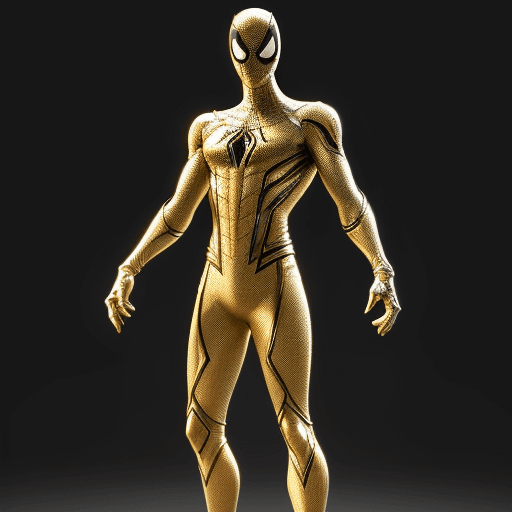 AI generated: High resolution futuristic spiderman, his suit should be white with gold, it should look very impres...