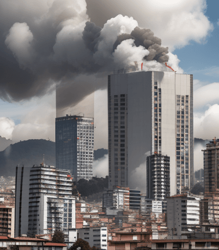 AI generated: image that shows air pollution in Bogota Colombia 8k, intricate detail, photorealistic, realistic li...