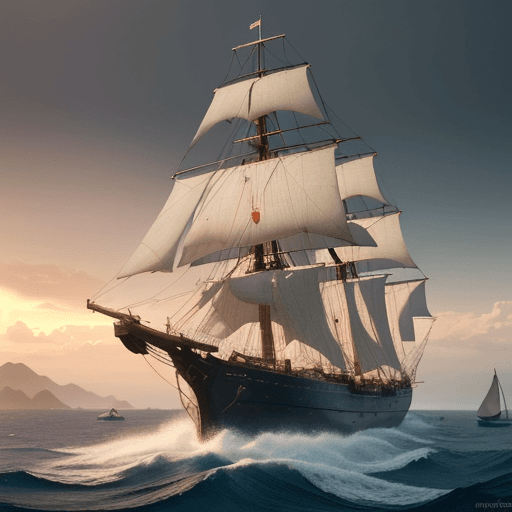 AI generated: Photo of a ultra realistic sailing ship, dramatic light, pale sunrise, cinematic lighting, battered,...