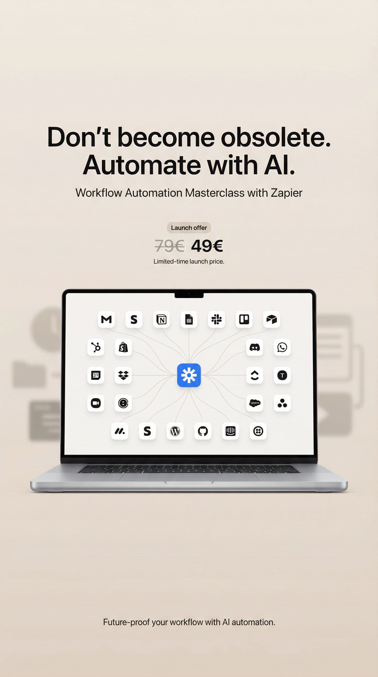 AI generated: Minimalist high-end advertising poster with a clean, premium lifestyle-tech aesthetic.
Soft warm bei...