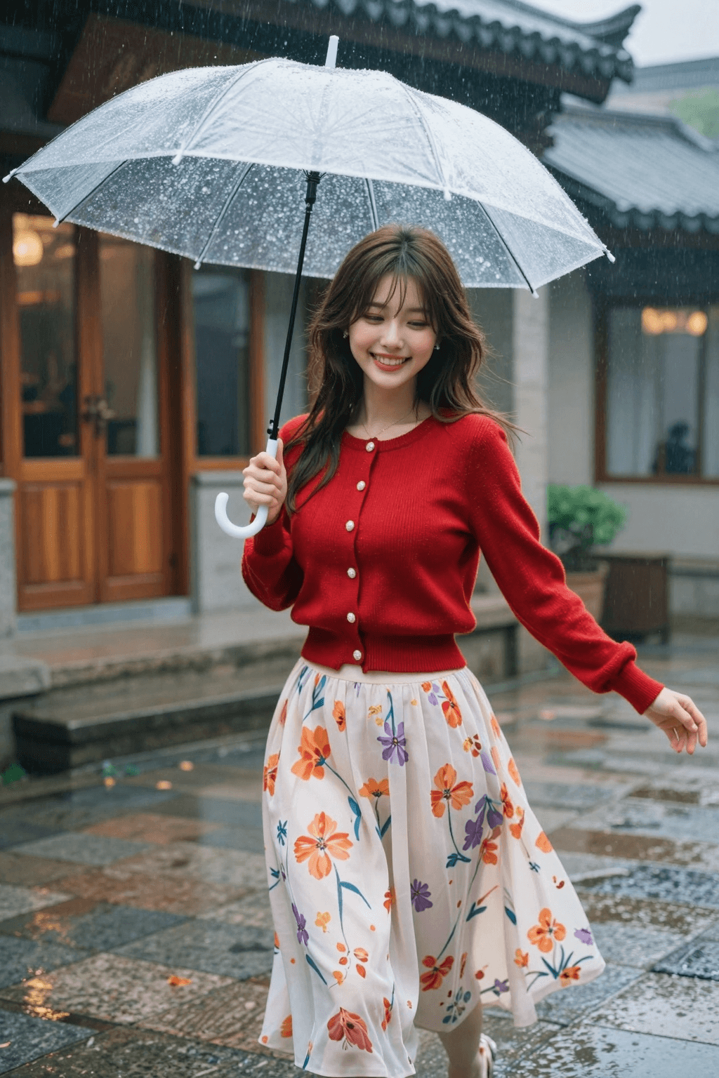 AI generated: Subject & Body Shape: A high-resolution medium shot of a beautiful young East Asian woman with a sle...
