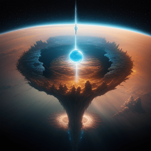 AI generated: a world within a world::5 fantasy art, shot from space, ultra detailed::3 heaven and hell::2