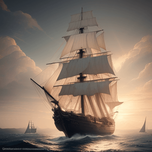 AI generated: Photo of a ultra realistic sailing ship, dramatic light, pale sunrise, cinematic lighting, battered,...