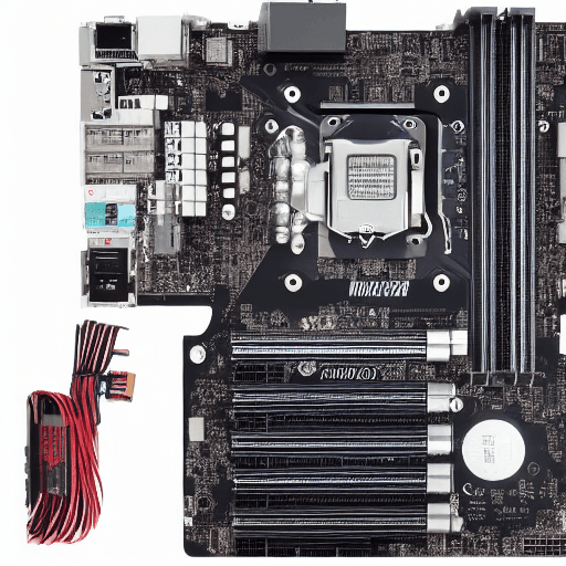 AI generated: high res, motherboard finely detailed, socket 1155, intel microprocesor, 3 slots PCI-e, 4 RAM bank, ...