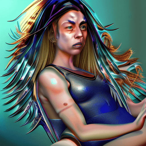 AI generated: anthropomorphic fem incredible creature from the Mariana Trench, ultramarine hair and gold eyes, ult...