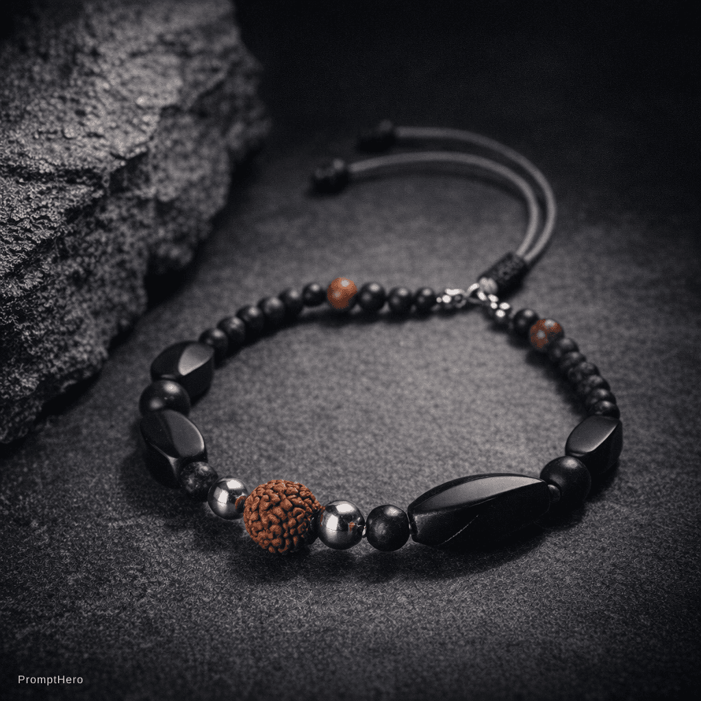 AI generated: Beautiful men's brutal handmade bracelet, beautiful photo light for the marketplace. Brutal photos, ...