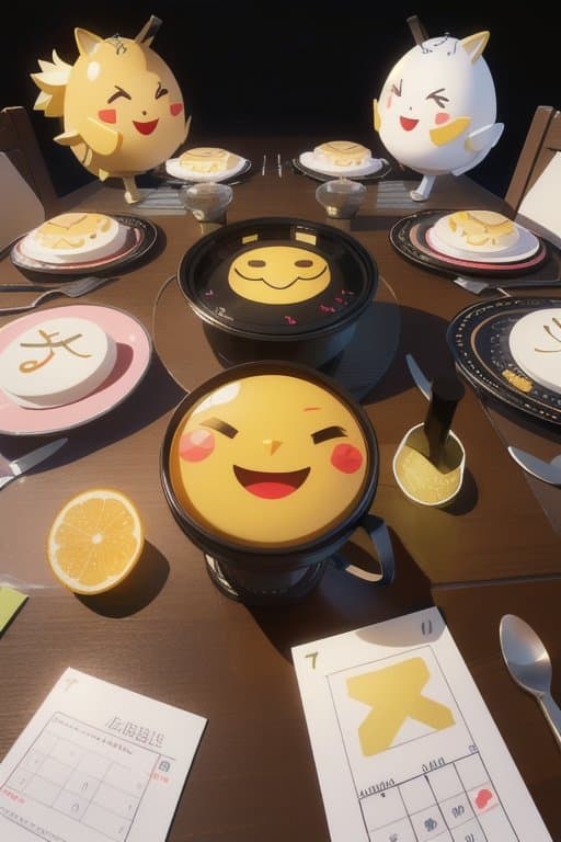 AI generated: table layout of eight unique and realistic emojis, highly detailed, 8k, octane render