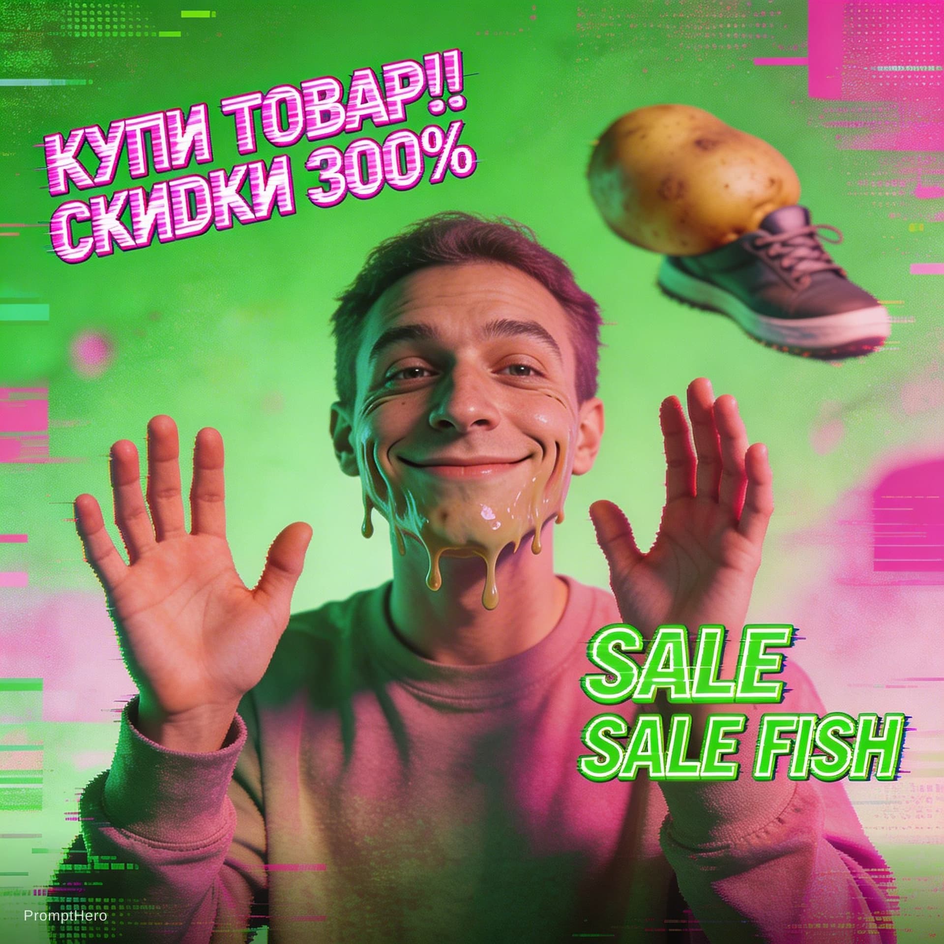 AI generated: *Early 2000s internet banner ad, extremely bad AI-generated image from 2015 style, deep dream aesthe...