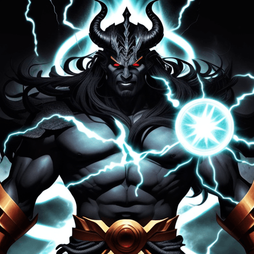 AI generated: An Almighty God of evil in his energy Form with black energy around him