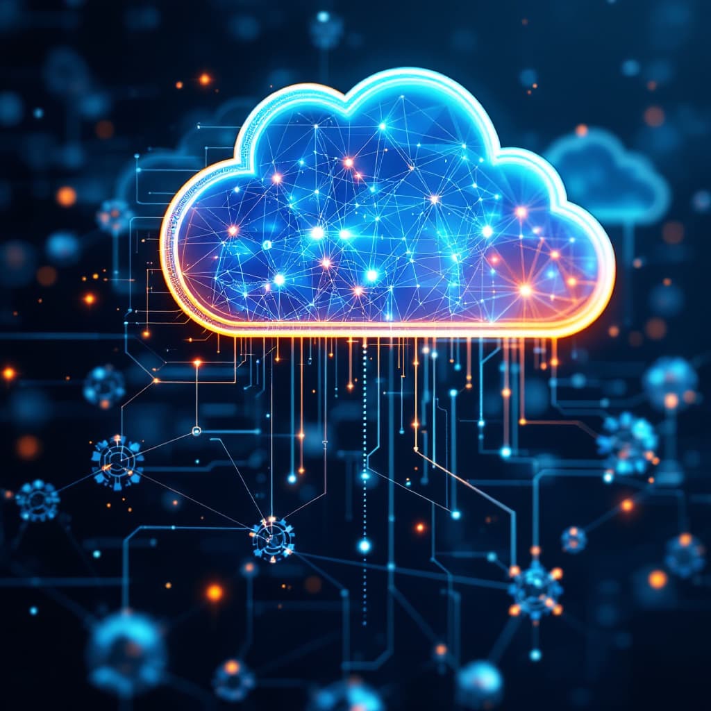 AI generated: A digital cloud technology image that displays cloud migration.
