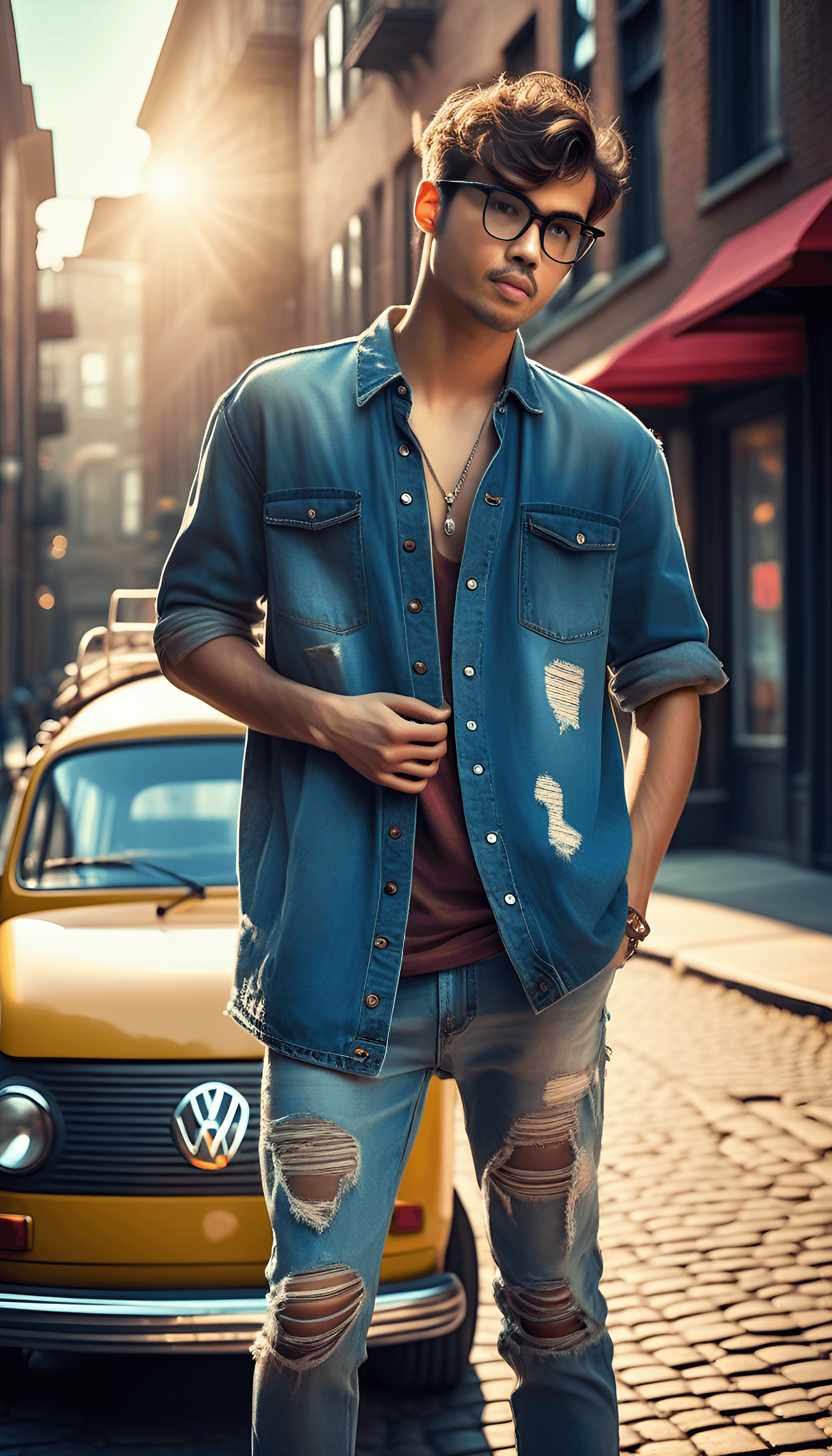AI generated: HDR photo of alluring young man, fair complexion, full lips, early morning, atmospheric perfect eyes...